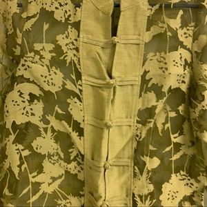 Olive Green Sheer Linen Top